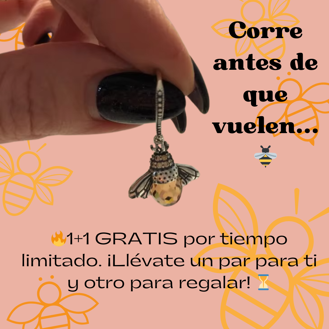 OFERTA 1+1 Pendientes de Abeja Plata S925